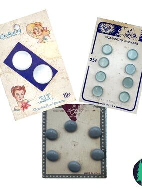 Le Chic Luckyday Sew Craft Vintage Button Lot On Card Mother of Pearl Lucite USA